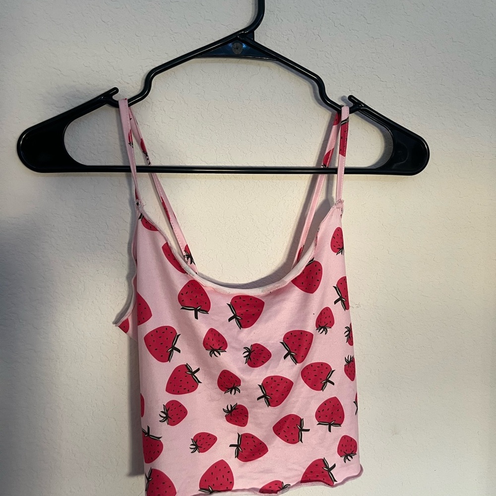 SHEIN Pink Strawberry Print Cami Top